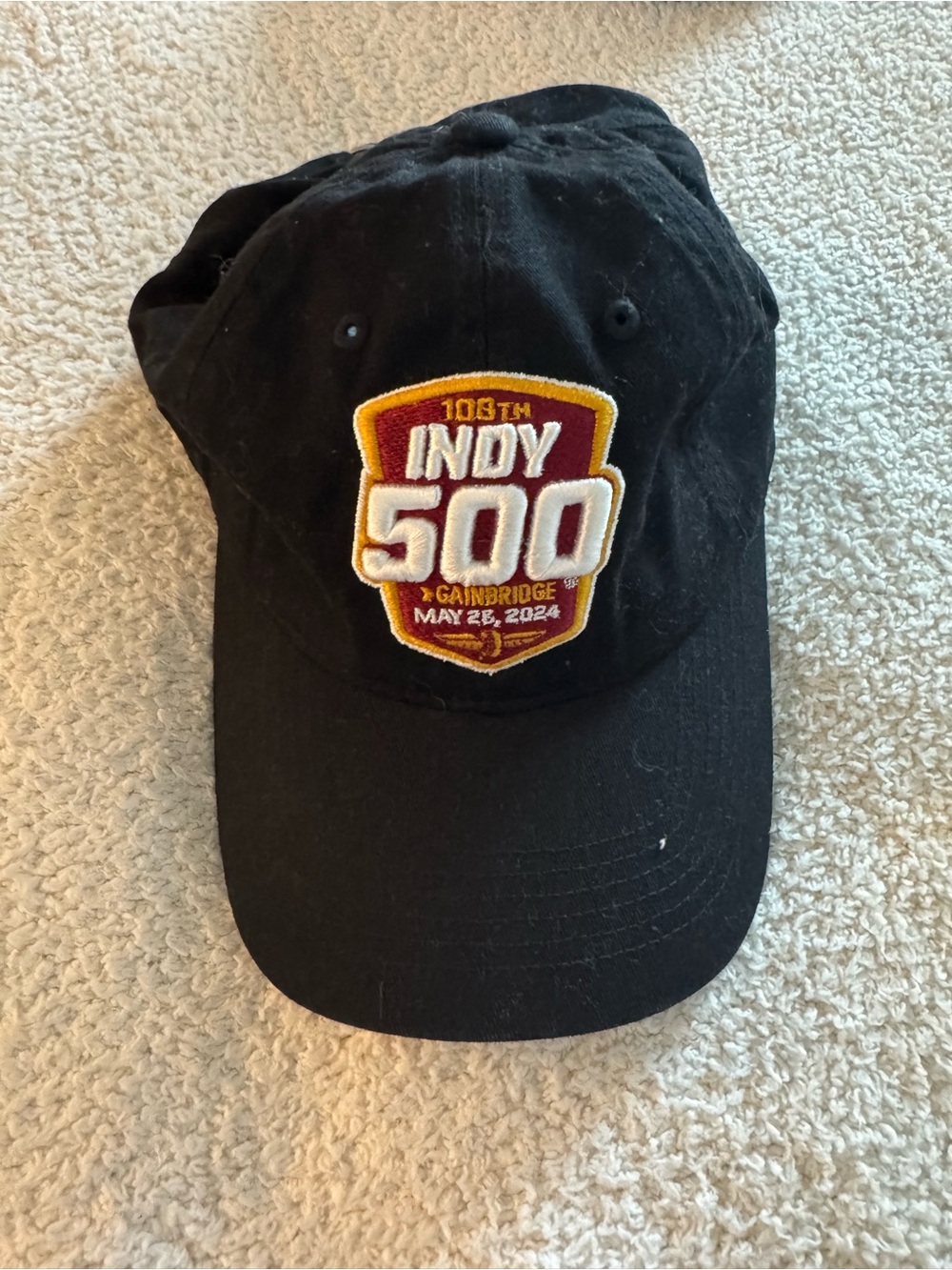 Indy 500 Embroidered Patch Black Baseball Cap